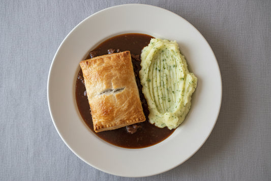 Steak and Ale Pie with Mashed Potato garnished with Parsley 400g