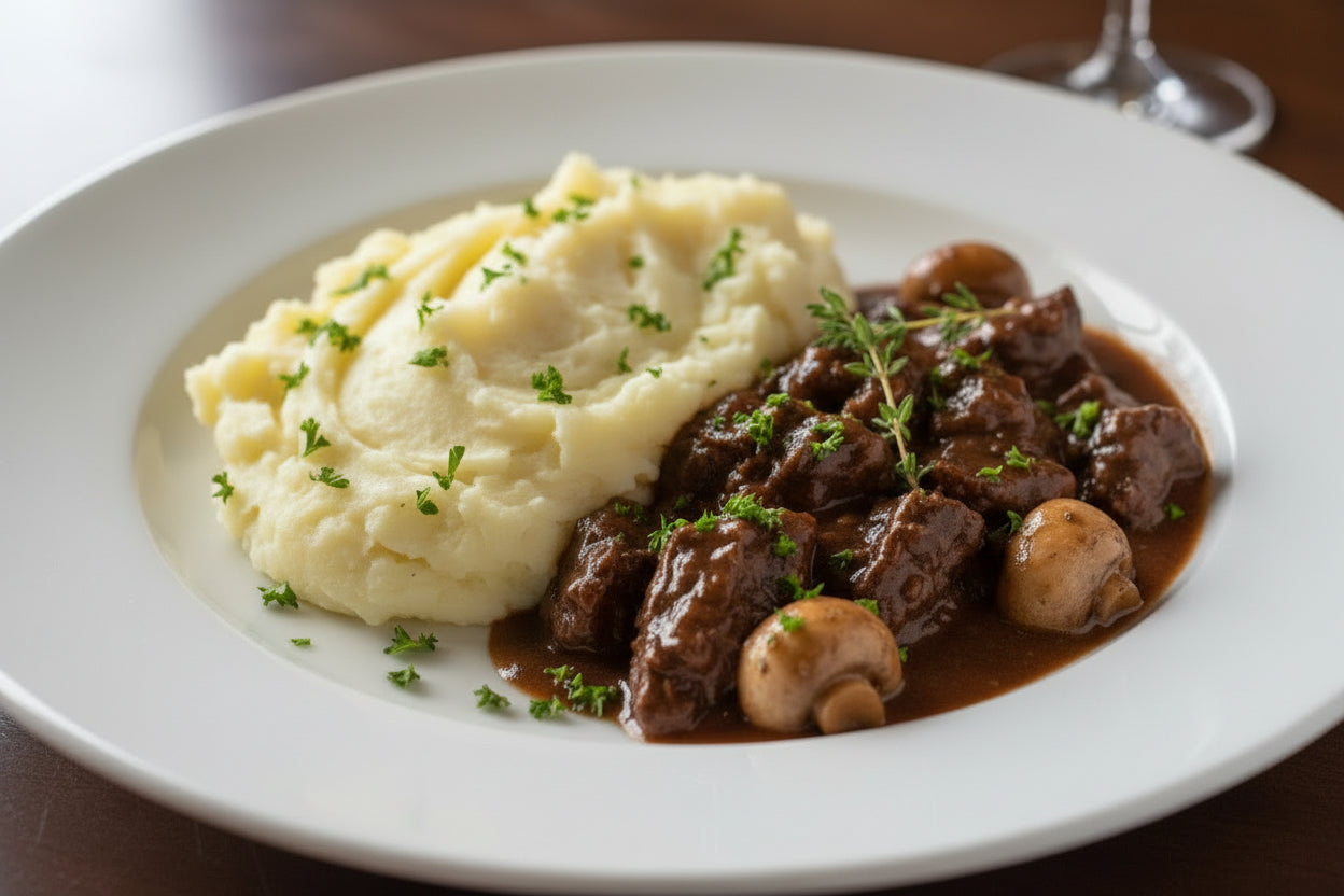 Beef Bourguignon with Creamy Garlic Mash 400g